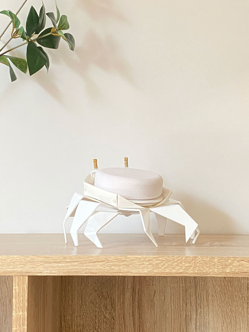 meet kogani, a little origami-style crab that encases compact speakers