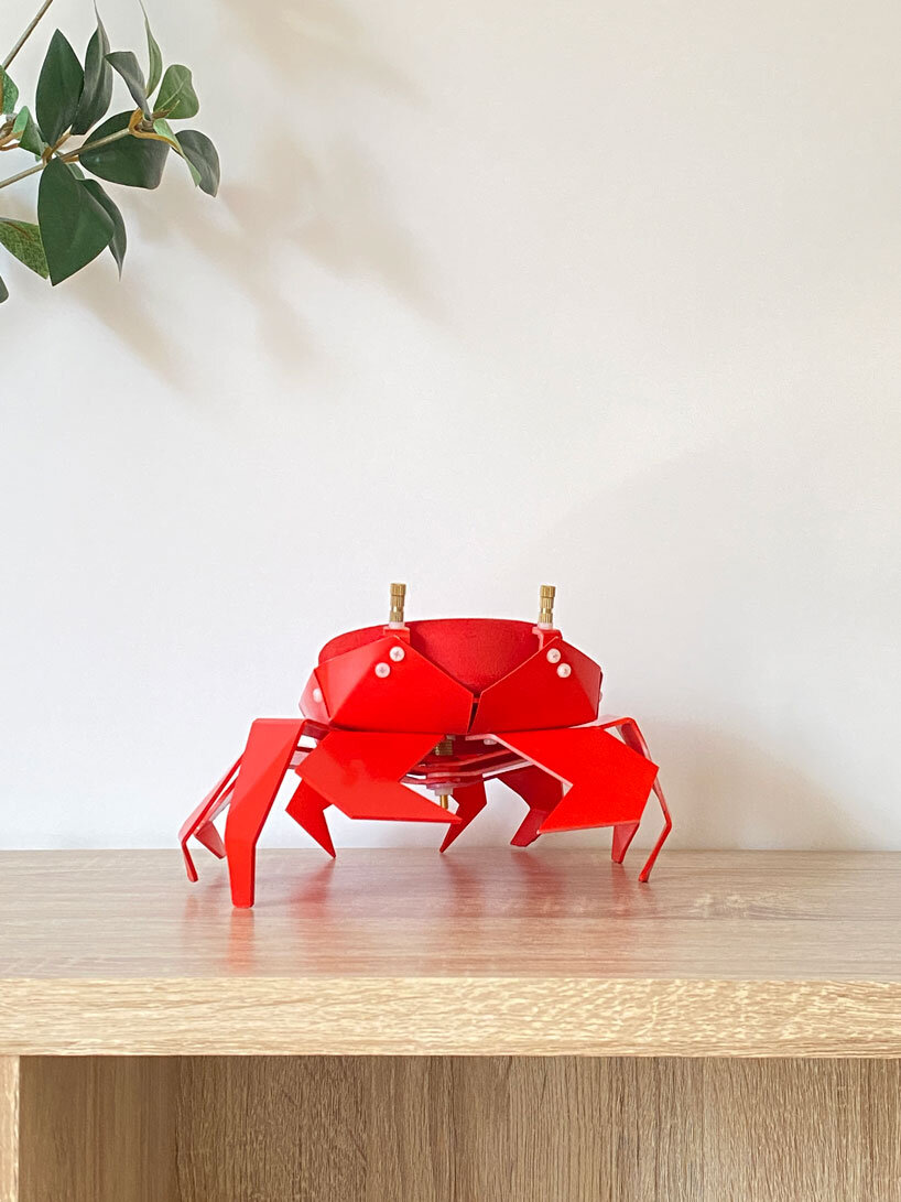 meet kogani, a little origami-style crab that encases compact speakers
