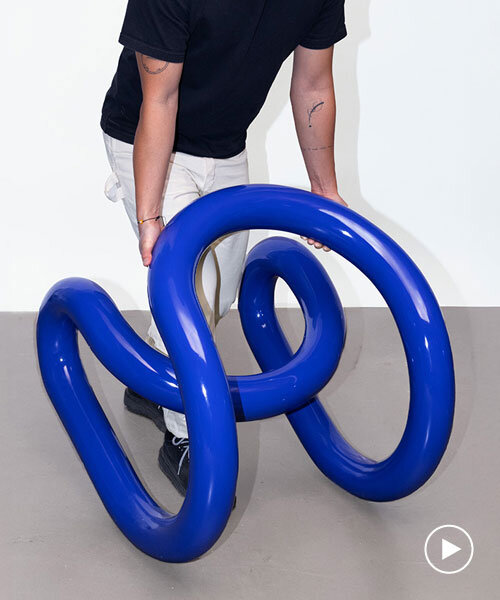 nik bentel studio bends single, unbroken loop of steel into sculptural chair