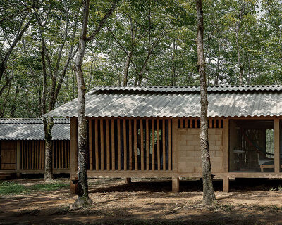 manuel cervantes estudio embeds temporary housing units among rubber trees in mexico