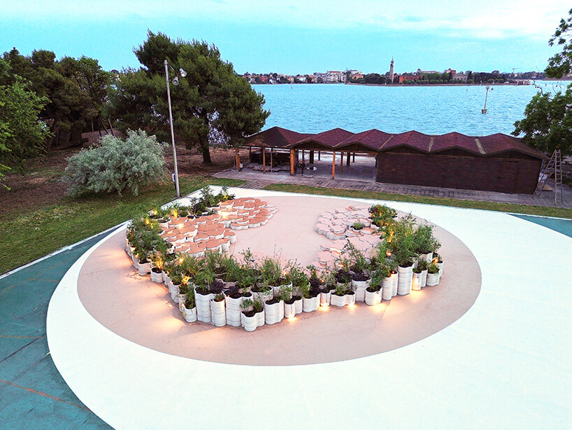 mario cucinella 3D prints flower-shaped sustainable amphitheater in venice's san servolo