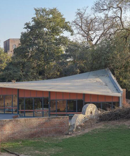 curved canopy shelters stepped house-gallery hybrid by milind shivani in india