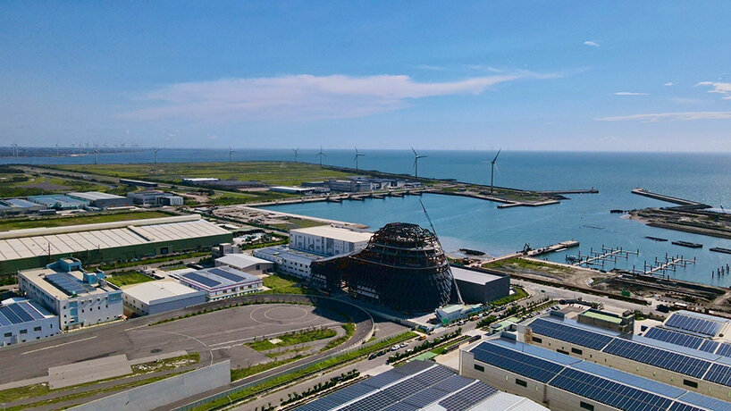 skin of solar panels takes shape as MVRDV's sun rock tops out in taiwan