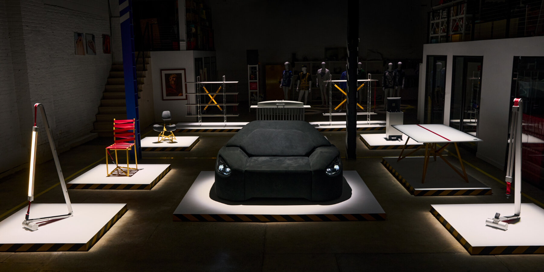 not-for-automotive-use-MSCHF-recycle-mercedes-AMG-sports-car-furniture-exhibition-designboom-ban