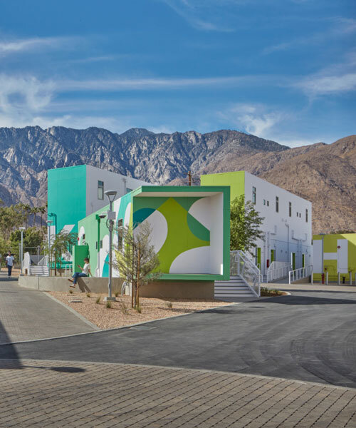 vibrant gradient hues animate homeless navigation center by JFAK in palm springs