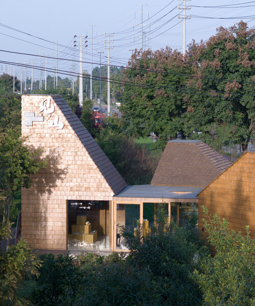 three sloping geometries shape MAT office's pyramid book house in rural china