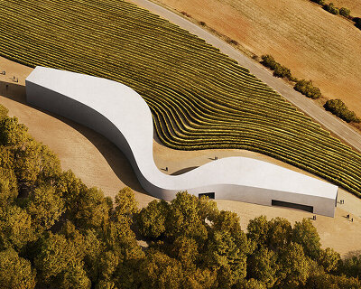 ribbon of hempcrete and cork winds through spanish highlands in fran silvestre's winery