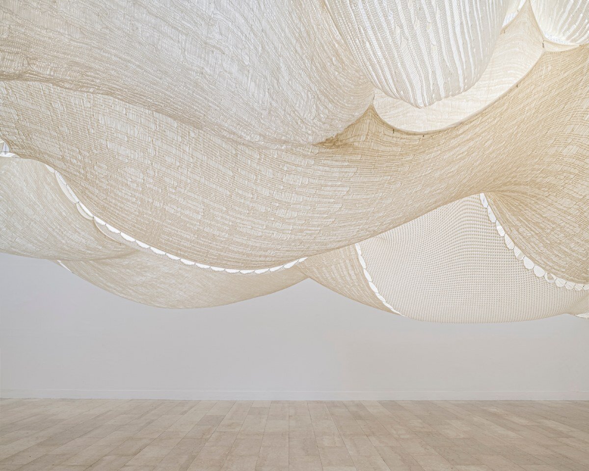 ephemeral canopies of wool drape over serbian pavilion at venice architecture biennale
