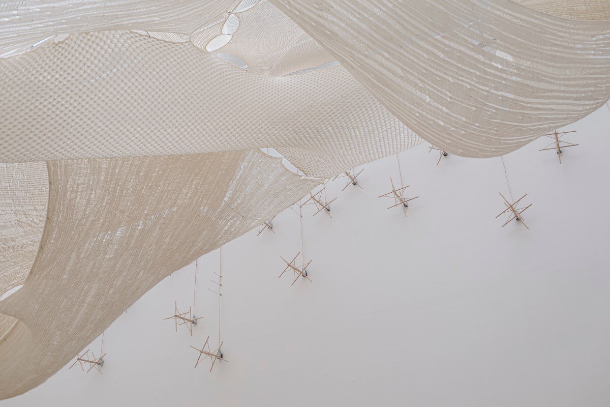 ephemeral canopies of wool drape over serbian pavilion at venice architecture biennale