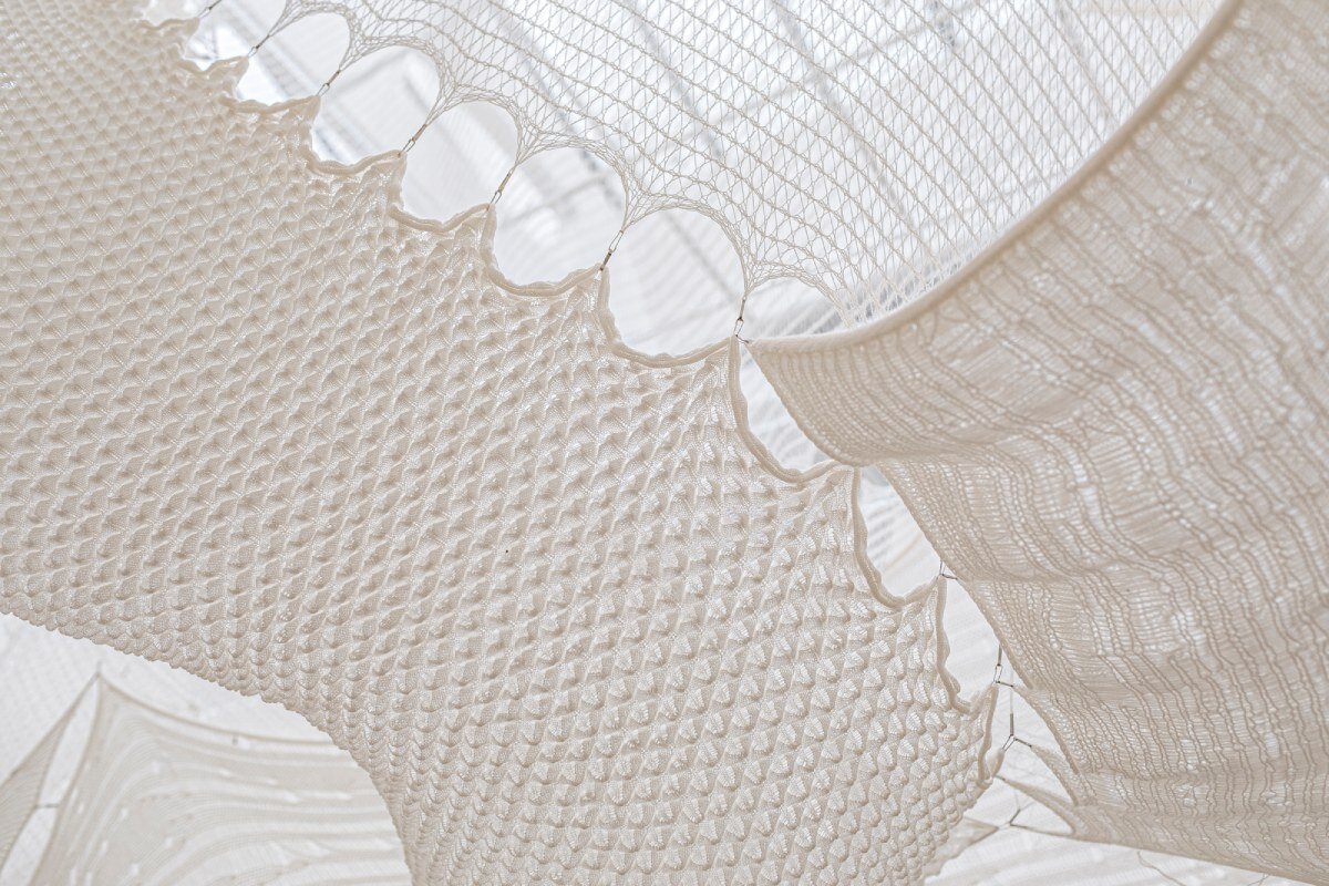 ephemeral canopies of wool drape over serbian pavilion at venice architecture biennale