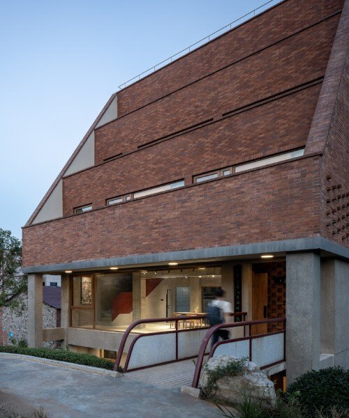 stepped brick layers of MUFU archlab's cultural space hosts festival traditions in china village