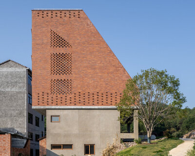 stepped brick layers of MUFU archlab's cultural space hosts festival traditions in china village