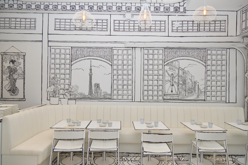 on the other walls, the drawings resemble brick designs