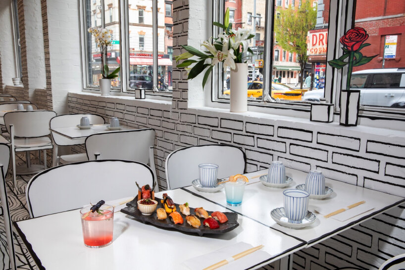 on the other walls, the drawings resemble brick designs