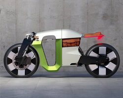 škoda gives a futuristic and electric twist to 1899 slavia B motorbike