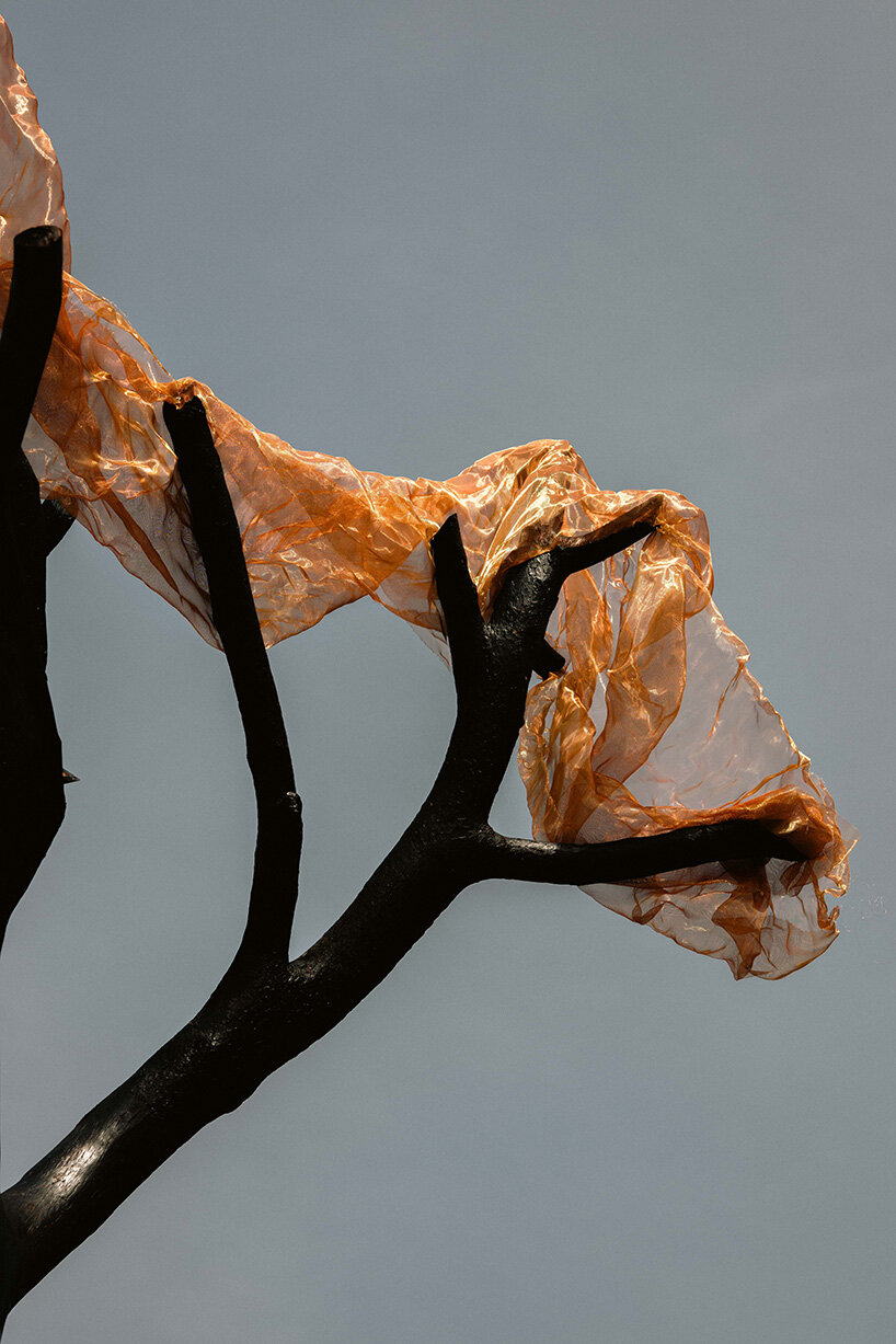 thanos zakopoulos transforms fallen pine into fiery symbol of rebirth at ekies resort in greece