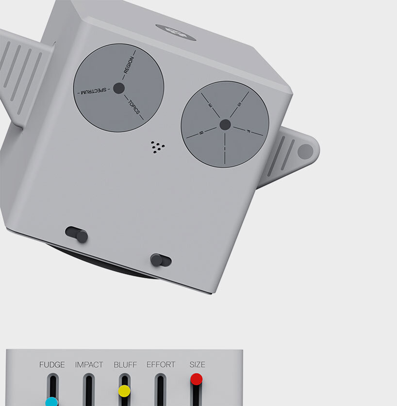 multi-sensory totem device by niice studio visualizes patterns of media misinformation