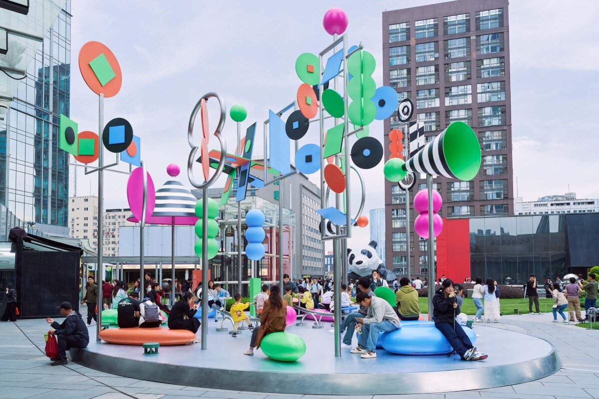 wade and leta's colorful shapes & patterns spin on rooftop