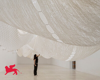 ephemeral canopies of wool drape over serbian pavilion at venice architecture biennale