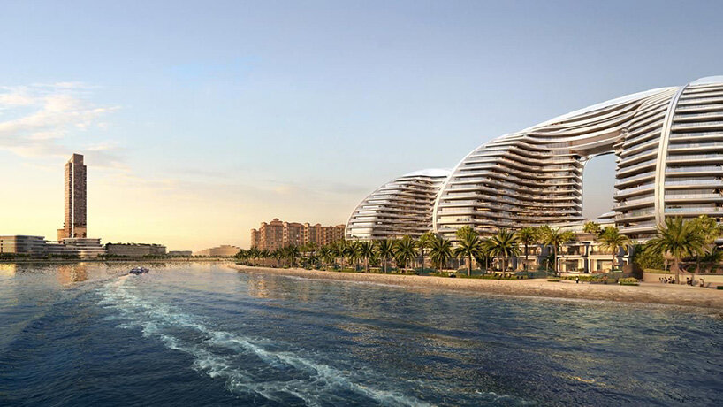 zaha hadid architects sculpts rippling seafront towers for al marjan island in UAE