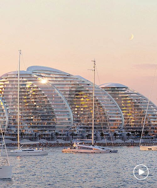 zaha hadid architects sculpts rippling seafront towers for al marjan island in UAE