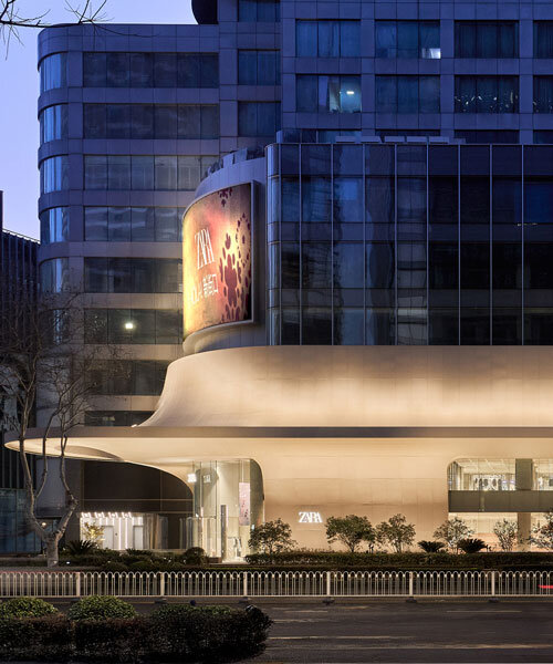 AIM architecture's flowing curved facade shapes ZARA flagship store in nanjing