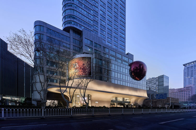 AIM architecture's flowing curved facade shapes ZARA flagship store in nanjing