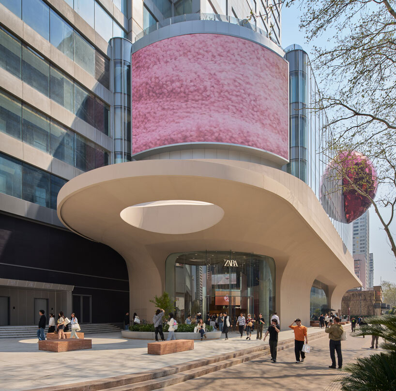 AIM architecture's flowing curved facade shapes ZARA flagship store in nanjing