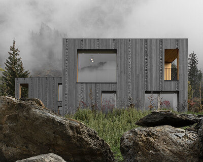 intricate alpine details carved throughout 'zierhof with parlor' by NAEMAS architekten