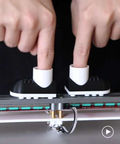 virtual football game fooscade comes with mini boots for your fingers