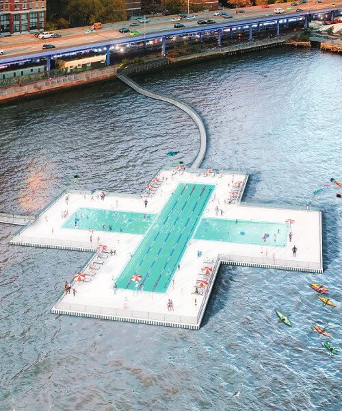 new york city’s first water-filtering +POOL completes the construction of floating vessel