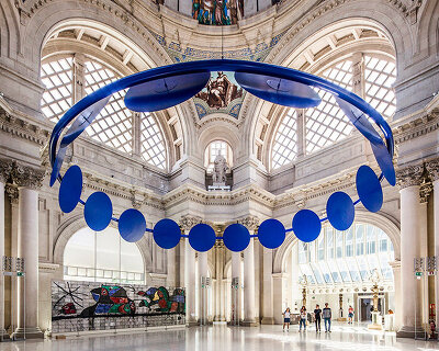 anna & eugeni bach suspends celestial blue 'crown of eyes' inside barcelona's MNAC