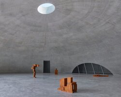 tadao ando carves subterranean concrete dome for antony gormley's exhibition in korea