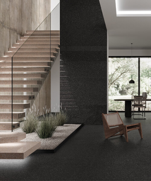 how ariostea’s full body³ ceramic slabs bring color, pattern, and density through every layer