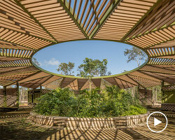 biophilic parametric structures by aidia studio shape civic park in mexican jungle