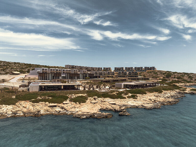 block722 sculpts JW marriott's crete resort using stone from the site