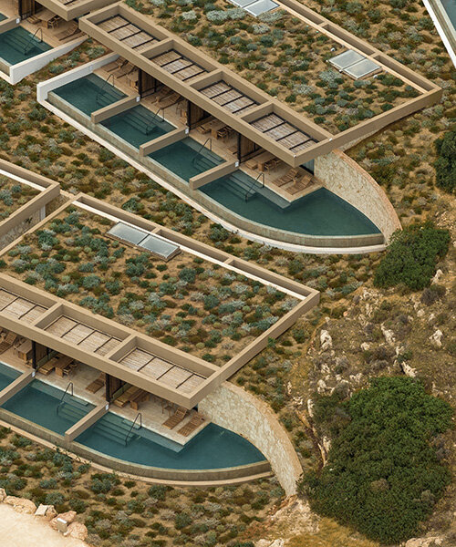 block722 sculpts JW marriott's crete resort into the landscape using stone from the site