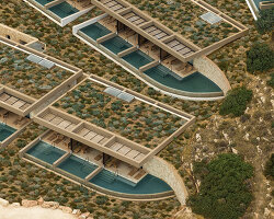 block722 sculpts JW marriott's crete resort into the landscape using stone from the site