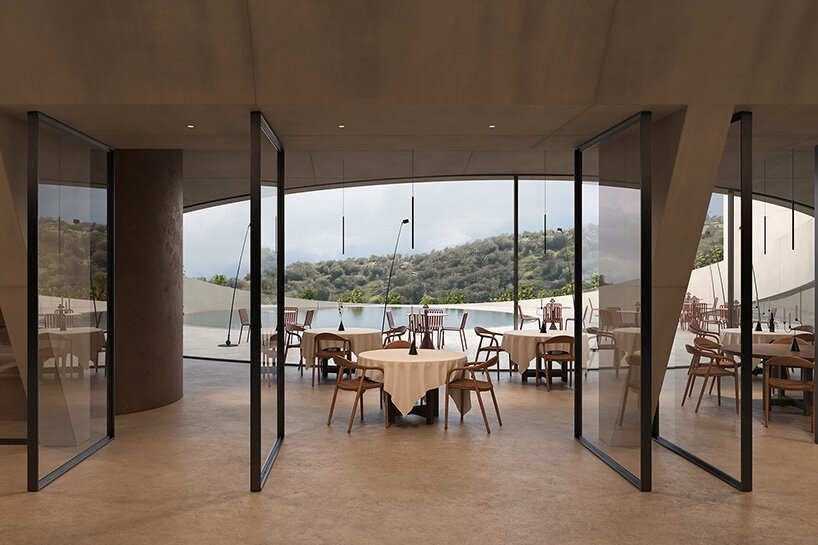 circular cut in the vineyard reveals fotis zapantiotis' underground winery in greece