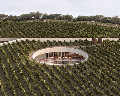 circular cut in the vineyard reveals fotis zapantiotis' underground winery in greece