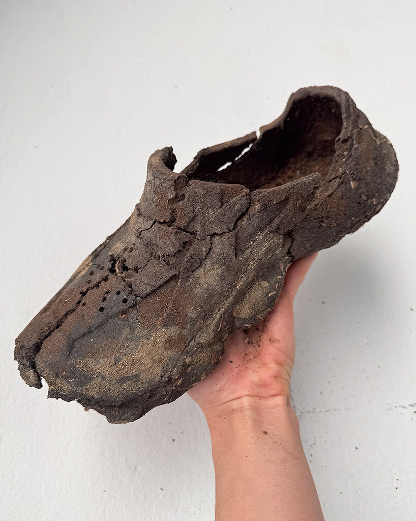 made of compacted dirt and seeds, yerba madre's shoes plant flowers as they break down