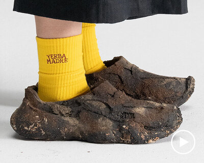 made of compacted dirt and seeds, yerba madre's shoes plant flowers as they break down