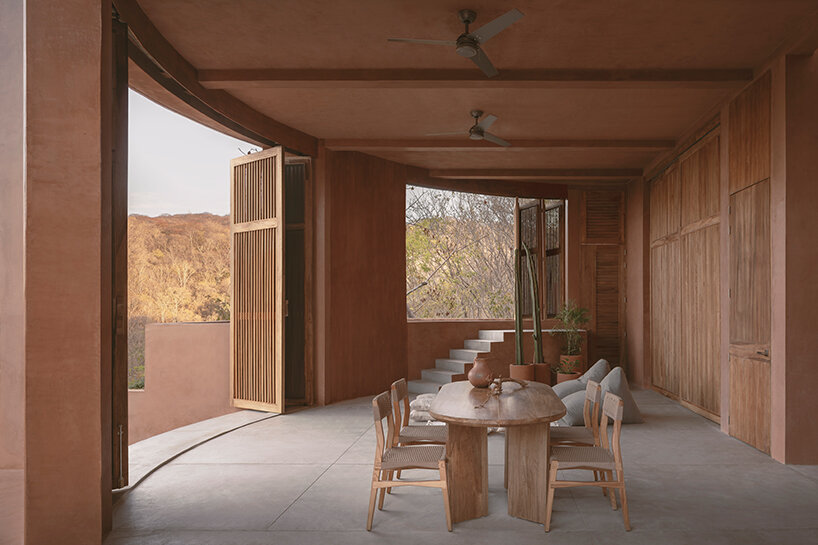 crab-shell dwelling by espacio 18 steps down the oaxacan cliffs in mexico