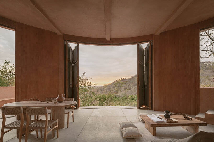 crab-shell dwelling by espacio 18 steps down the oaxacan cliffs in mexico