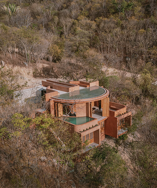crab-shell dwelling by espacio 18 steps down the oaxacan cliffs in mexico