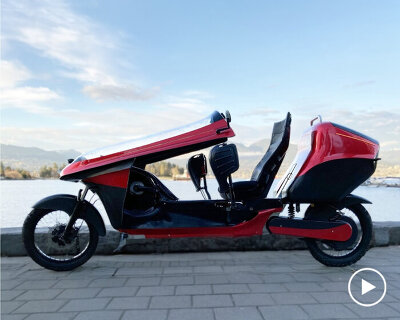 electrom’s slim e-bike resembles velomobile with movable top and locker at the back