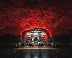 european metro stations unfold as mirrored worlds of calm in thibault drutel's photo series