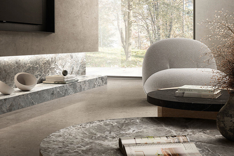 Florim's authentic luxury reinvents the classic surfaces of stone and marble with neutral carbon design