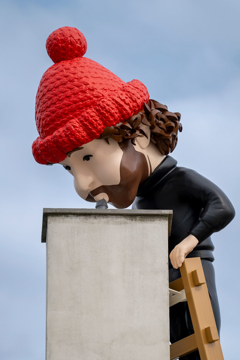 frankey blows giant bubble that breaks through windows in latest rooftop sculpture