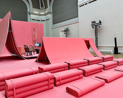 centre pompidou installs interactive pink 'fun palace' pop-up in paris
